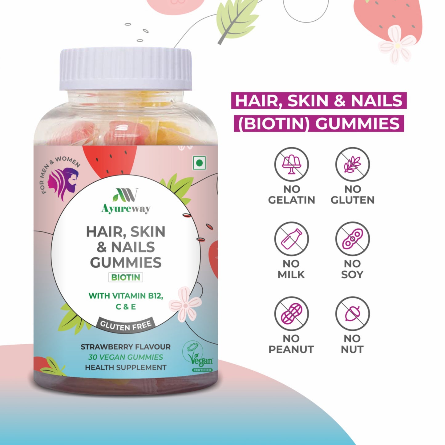 Ayureway Hair, Skin, Nails Gummies – Nourish Your Beauty from Within!