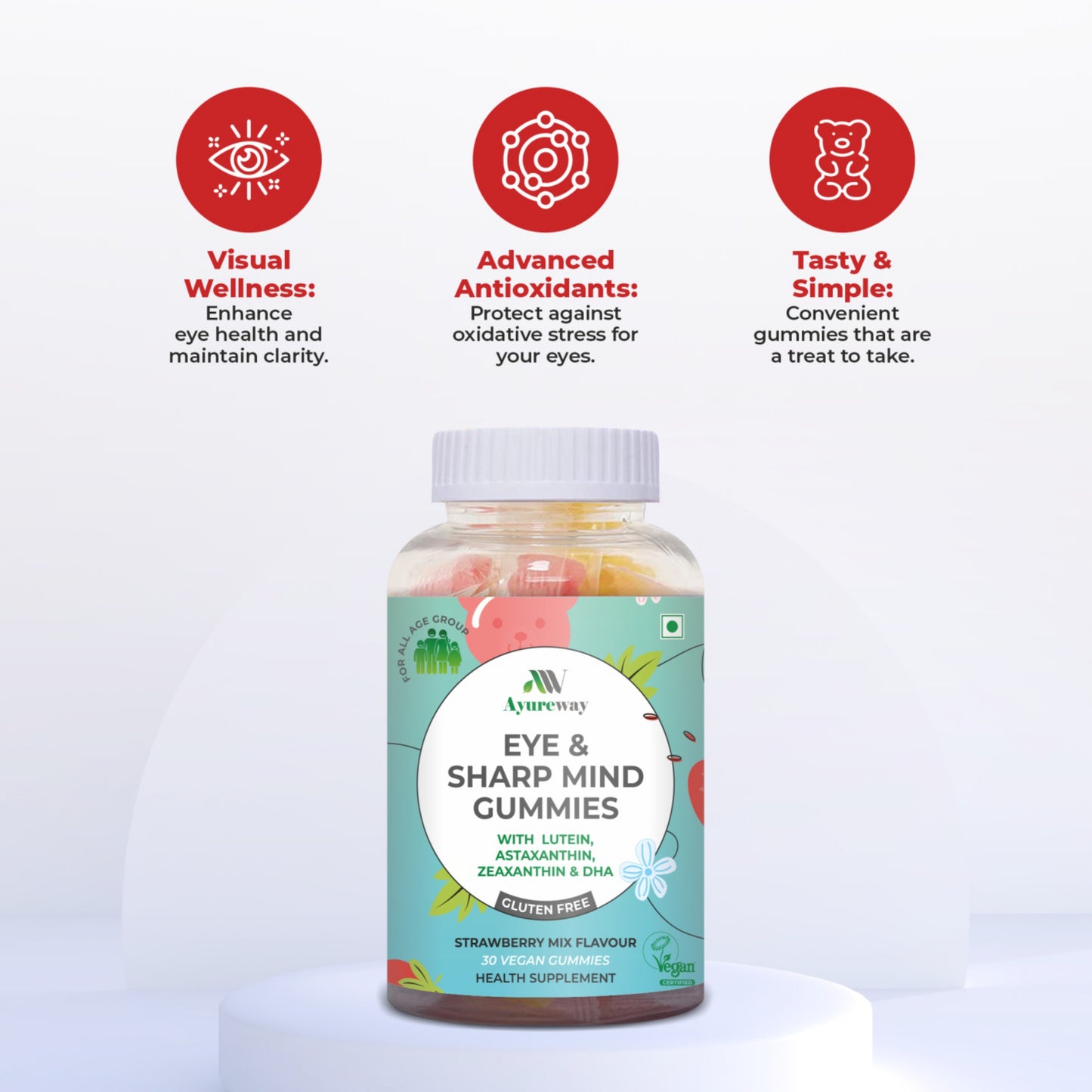 Ayureway Eye &amp; Sharp Mind Gummies – Nourishment for Vision Brain Health!